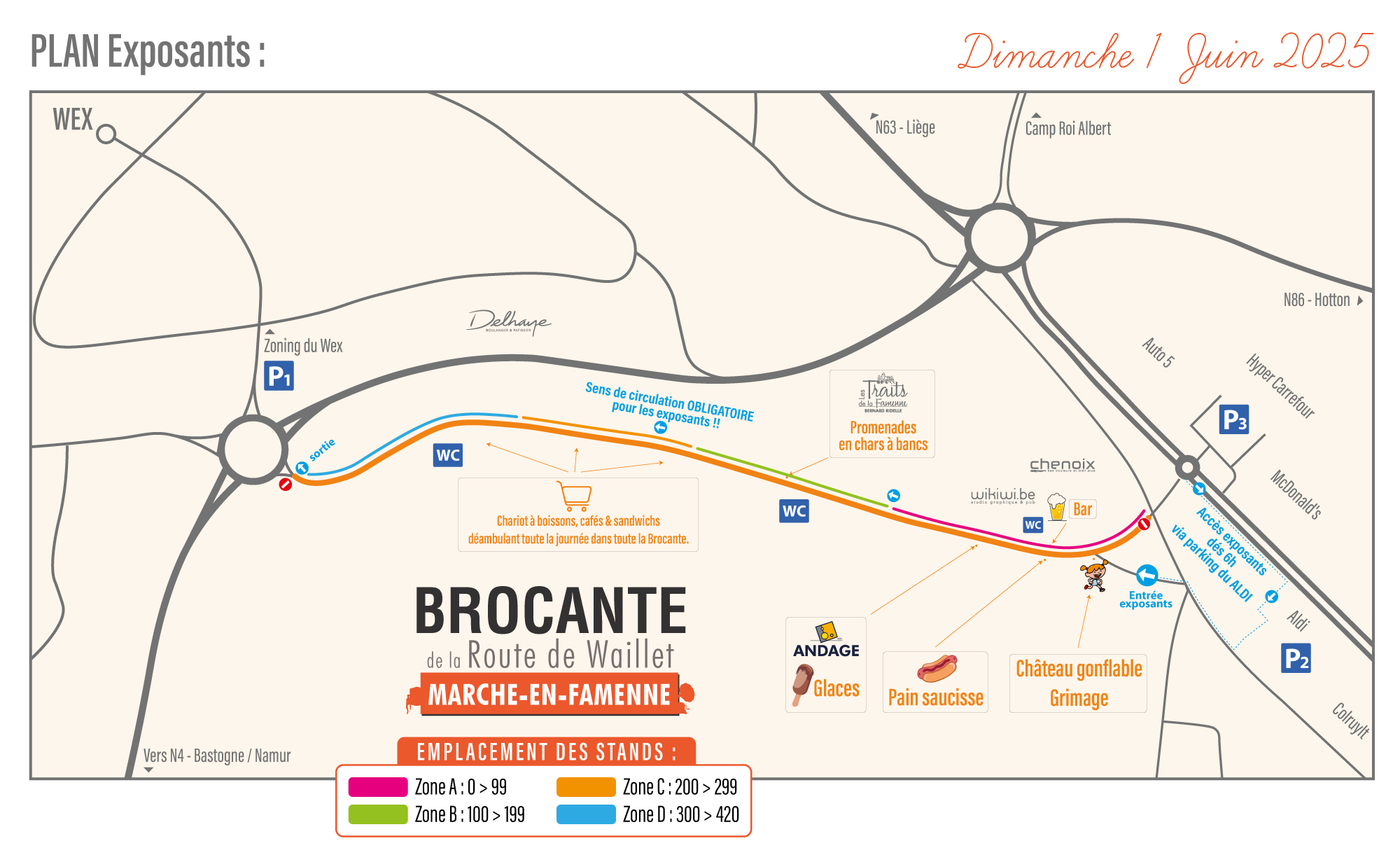 Brocante de la Route de Waillet, Marche-en-Famenne, dimanche 7 juin 2026
